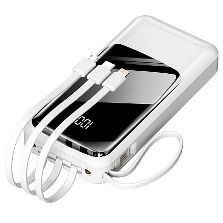Внешний аккумулятор PowerBank DX64S 20000мАч (USB, Type-C, MicroUSB, Lightning) белый