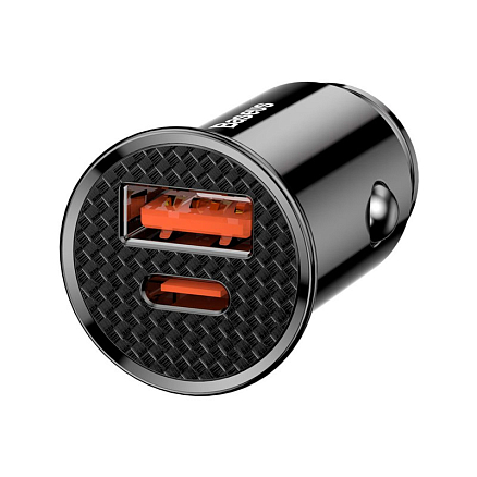 Зарядное устройство автомобильное с USB и Type-C входами 5А 30W Baseus Circular PPS (быстрая зарядка PD 3.0, QC 4.0) черное