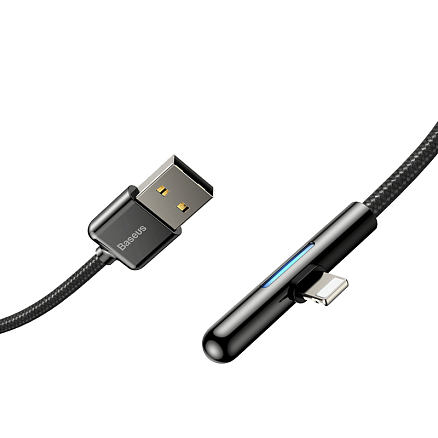 Кабель USB - Lightning для зарядки iPhone 1 м 2.4А игровой плетеный Baseus Iridescent Lamp черный