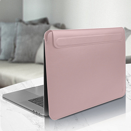 Чехол для Apple MacBook Pro 16 Touch Bar A2141 кожаный футляр WiWU Skin Pro II розовый