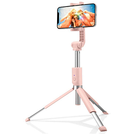 Монопод (палка для селфи) Bluetooth с кнопкой и треногой Spigen SGP S540W розовый