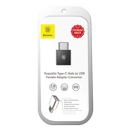 Переходник Type-C - USB (папа - мама) хост OTG Baseus Exquisite черный