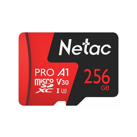 Карта памяти Netac P500 Extreme Pro MicroSDHC 256Gb UHS-I U3 V30 100 Мб/с с адаптером SD