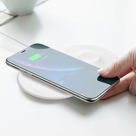 Беспроводная зарядка 2-в-1 для телефона и Apple Watch Baseus Smart (быстрая зарядка) белая