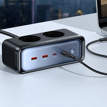 Сетевой фильтр на 2 розетки, 2 USB, 2 Type-C 70W GaN длина 1.5 м McDodo CH-4610 (быстрая зарядка QC, PD) черный