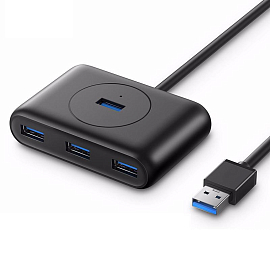 USB 3.0 HUB (разветвитель) на 4 порта Ugreen CR113 с питанием MicroUSB черный