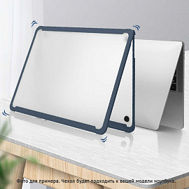 Чехол для Apple MacBook Air 13 (2018-2019) A1932, (2020) А2179, M1 (2020) A2337 гибридный WiWU iShield TPU Frame прозрачно-синий