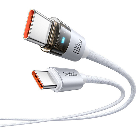 Кабель Type-C - Type-C для зарядки 1,2 м 5А 100W плетеный McDodo CA-5582 (быстрая зарядка PD) белый