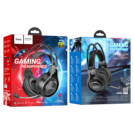 Наушники Hoco W106 полноразмерные с микрофоном игровые черные