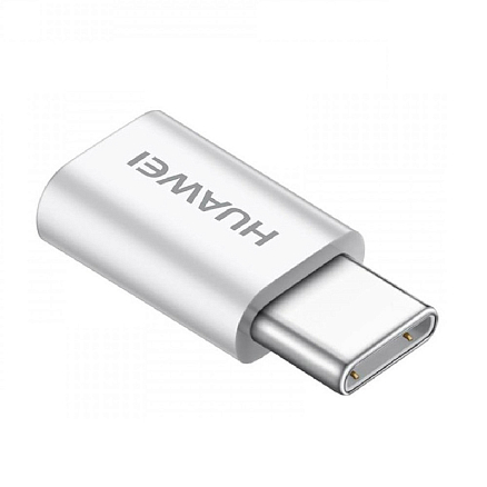 Переходник Type-C - MicroUSB (папа - мама) компактный Huawei AP52 оригинальный белый