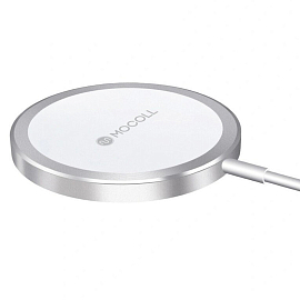 Беспроводная магнитная зарядка MagSafe для iPhone 15W MFi с Type-C Mocoll Alfa белая