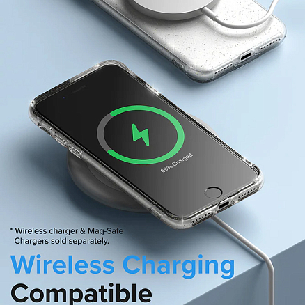 Чехол для iPhone 7, 8, SE 2020, SE 2022 гелевый с блестками ультратонкий Ringke Air прозрачный