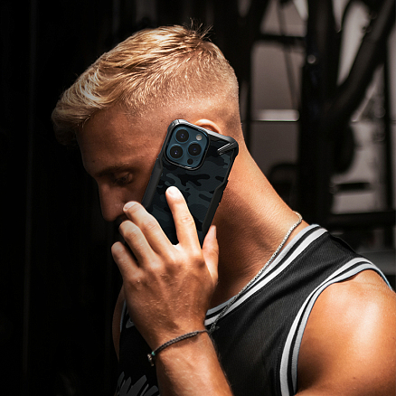 Чехол для iPhone 13 Pro гибридный Ringke Fusion X Design Camo черный