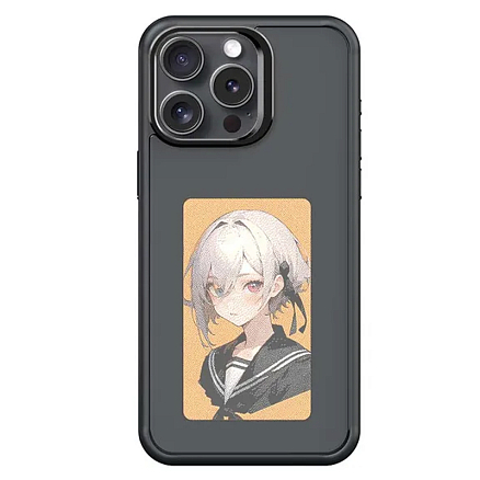 Чехол для iPhone 15 Pro Max гибридный DIY с NFC E-ink дисплеем черный