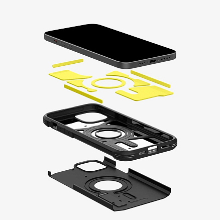 Чехол для iPhone 15 гибридный для экстремальной защиты Spigen Tough Armor MagFit черный