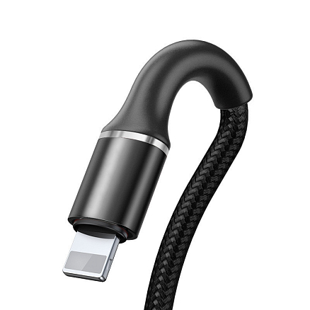 Кабель USB - Lightning для зарядки iPhone 0,25 м 2.4А плетеный Baseus Halo черный