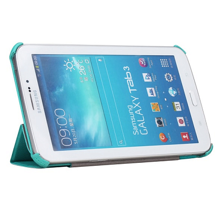 Чехол для Samsung Galaxy Tab 3 7.0 P3200 кожаный Rock серии Texture, ярко-бирюзовый