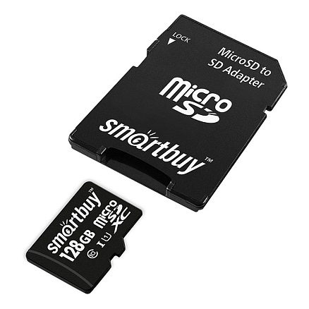 Карта памяти Smartbuy SB128GBSDCL10 MicroSDXC 128Gb Class 10 с адаптером SD