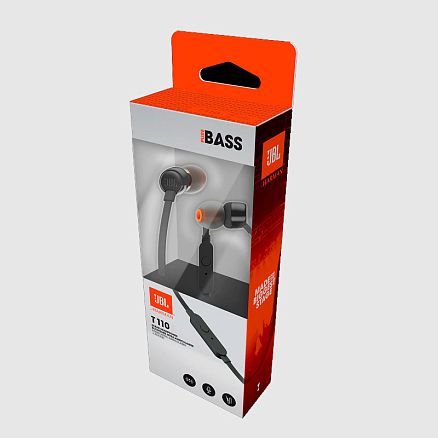 Наушники JBL Tune 110 вакуумные с микрофоном и плоским проводом черные