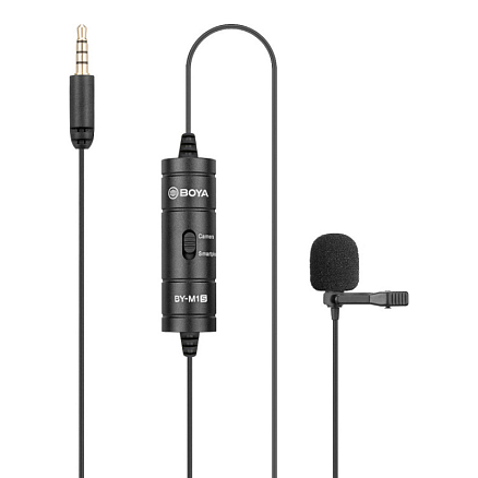 Микрофон петличный Boya BY-M1S для телефонов и экшн-камер черный