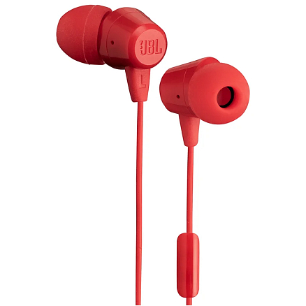 Наушники JBL C50HI вакуумные с микрофоном красные