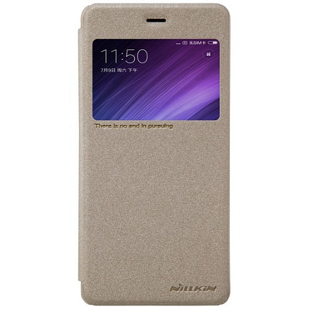 Чехол для Xiaomi Redmi 4 книжка с окошком NillKin Sparkle золотистый