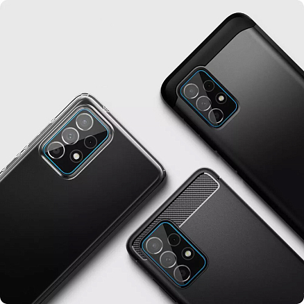 Защитное стекло на камеру для Samsung Galaxy A72 Spigen Optik.TR черное