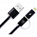 Кабель USB - MicroUSB и Lightning для зарядки 1 м с подсветкой Remax черный