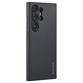 Чехол для Samsung Galaxy S24 Ultra кевларовый тонкий Pitaka MagEZ Pro 4 черно-серый