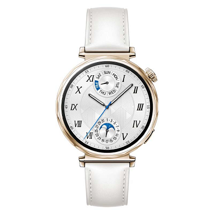 Умные часы Huawei Watch GT 5 41 мм с белым кожаным ремешком золотистые