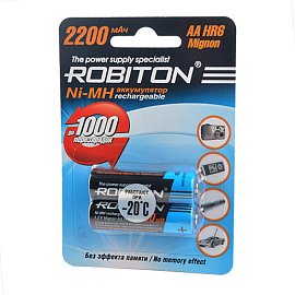 Аккумуляторы АА (пальчиковые большие) Ni-Mh 2200мАч Robiton комплект 2 шт.