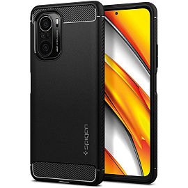 Чехол для Xiaomi Mi 11i, Poco F3 гелевый Spigen Rugged Armor черный