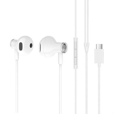 Наушники Xiaomi Mi Dual Driver Earphones в разъем Type-C вкладыши с микрофоном и пультом белые