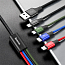 Кабель USB - 2 х Lightning, MicroUSB, Type-C 1,2 м 3.5A плетеный Baseus Rapid черный