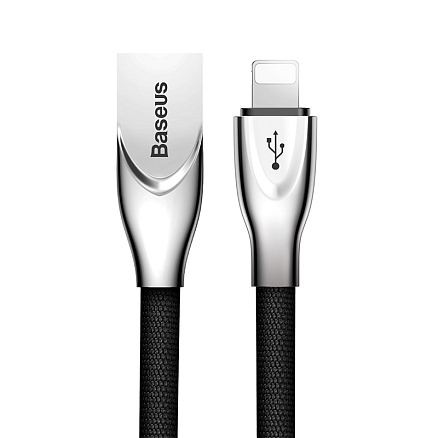 Кабель USB - Lightning для зарядки iPhone 1 м 2А плетеный плоский Baseus Zinc Fabric Cloth черный