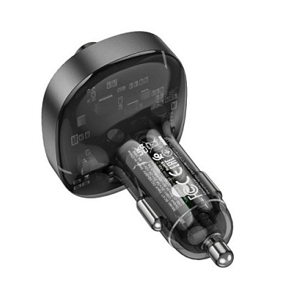 FM модулятор (трансмиттер) автомобильный с громкой связью, Type-C PD 30W и USB QC для зарядки Borofone BC47 серый