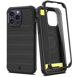 Чехол для iPhone 14 Pro Max гибридный с защитой экрана Spigen Max Geo Armor 360 черный