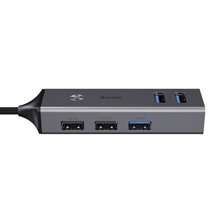 USB 3.0 HUB (разветвитель) на 3 порта USB 3.0 и 2 порта USB 2.0 Baseus Cube серый