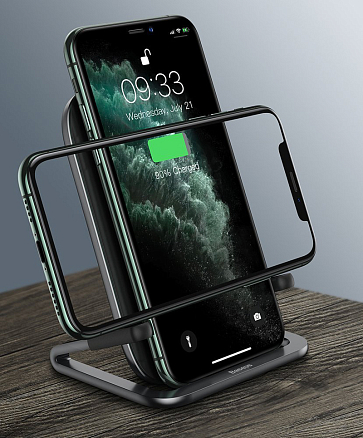 Беспроводная зарядка для телефона 15W Baseus Rib (быстрая зарядка) черная