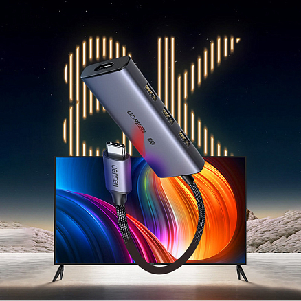Хаб (разветвитель) Type-C - HDMI 8K 30Hz, 3 х USB 3.0 Ugreen CM500 серый
