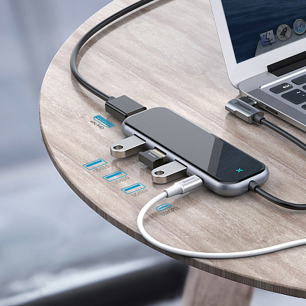 Хаб (разветвитель) Type-C - 3 х USB 3.0, HDMI 4K, Type-C PD Baseus Multi-functional серый