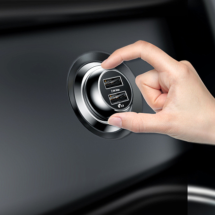 Зарядное устройство автомобильное с двумя USB входами 3А Baseus Gentry (быстрая зарядка QC 3.0) черное