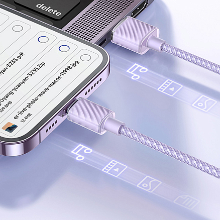 Кабель USB - Lightning для зарядки iPhone 1,2 м 3A 12W плетеный McDodo CA-3642 фиолетовый