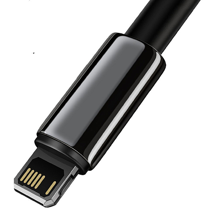 Кабель USB - Lightning для зарядки iPhone 2 м 2.4А плетеный Baseus Tungsten Gold черный