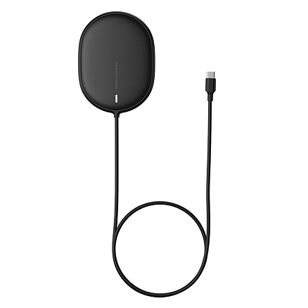 Беспроводная магнитная зарядка MagSafe для iPhone 15W с Type-C Baseus Light BS-W518 черная