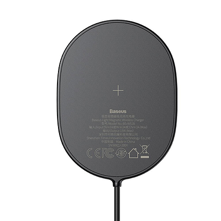 Беспроводная магнитная зарядка MagSafe для iPhone 15W с Type-C Baseus Light BS-W518 черная