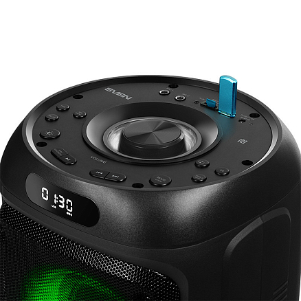 Портативная акустическая система Sven PS-770 с подсветкой, FM-радио, USB и поддержкой MicroSD карт черная