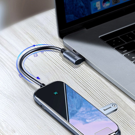 Хаб (разветвитель) Type-C - 3 х USB 3.0, HDMI 4K, Ethernet, Type-C PD Baseus Multi-functional серый