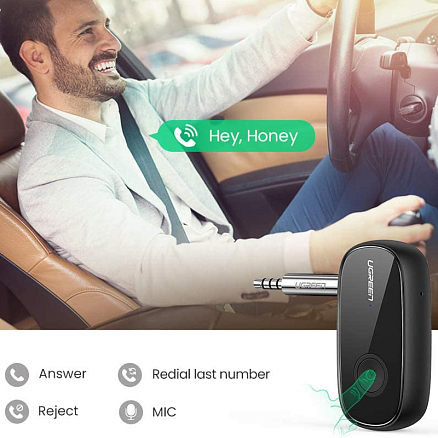 Bluetooth аудио адаптер (ресивер) разъем 3,5 мм aptX Ugreen CM279 с громкой связью черный