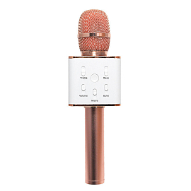 Микрофон беспроводной для караоке с динамиком и USB для флешки Forever BS-101 розовое золото